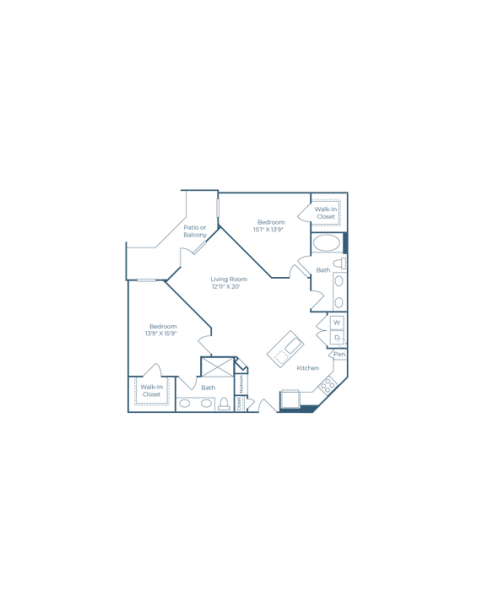 Ramble and Rose Floor Plan 2 Bedroom 2 Bath 2 Bed 2 Bath 1108 sqft